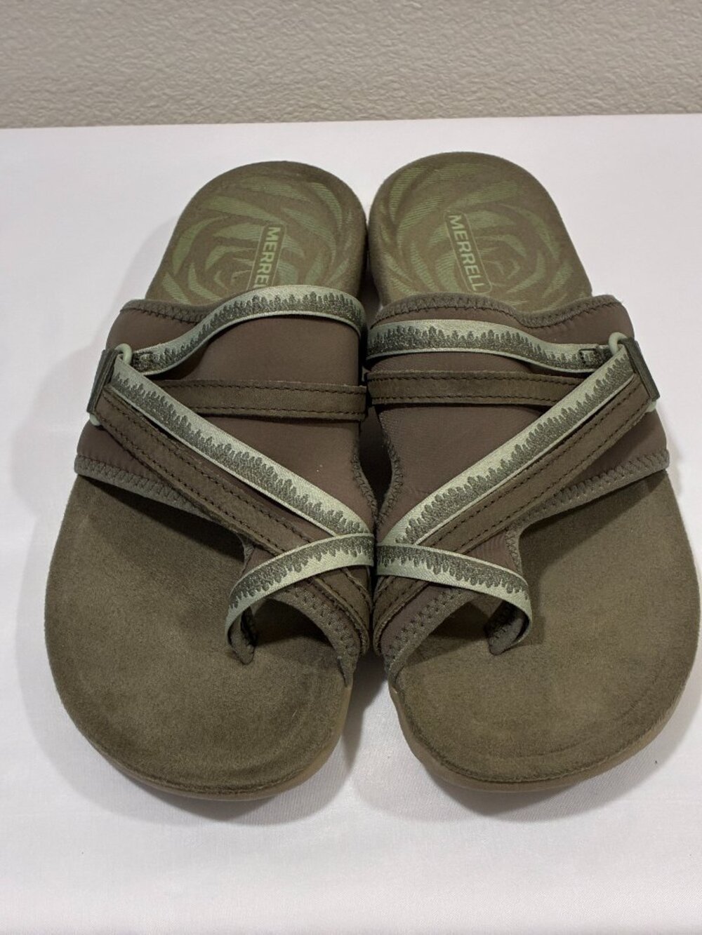 MERRELL Terran 3 Cush Post Olive Slip In Sandal Women 10